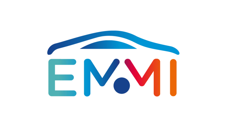 Logo des Projekts EMMI in Rot und Blau.